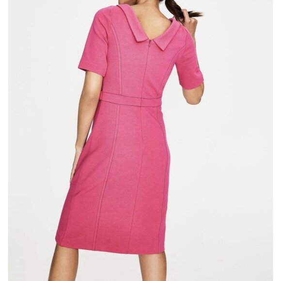 Boden Women’s Betty Ottoman Dress Size 10 R Hot Pink Stretch Lined Knee Short Sl - Picture 2 of 15